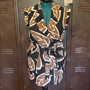 Who What Wear Black and Brown Sleeveless Short Trench sz M